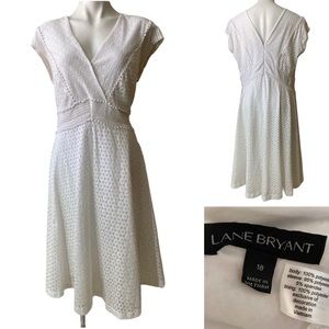 Lane Bryant 18 white eyelet A-line dress